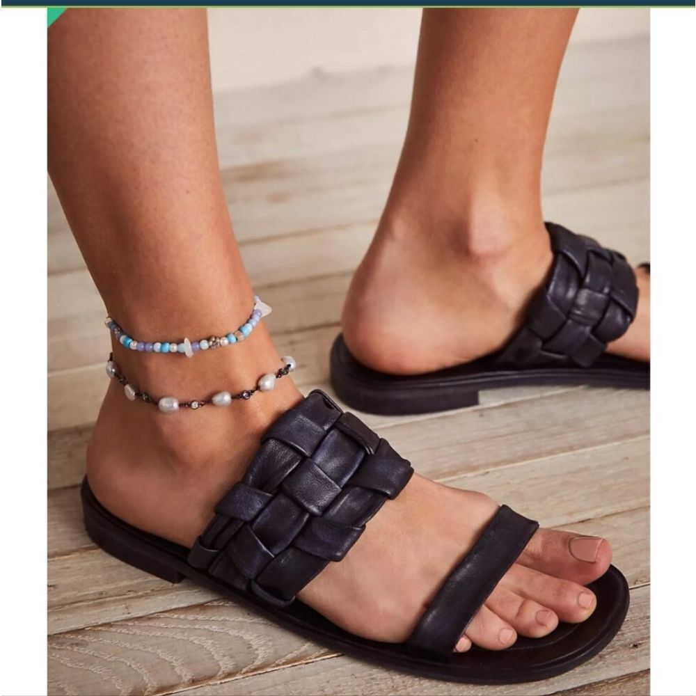 Free People Black Woven Sandals